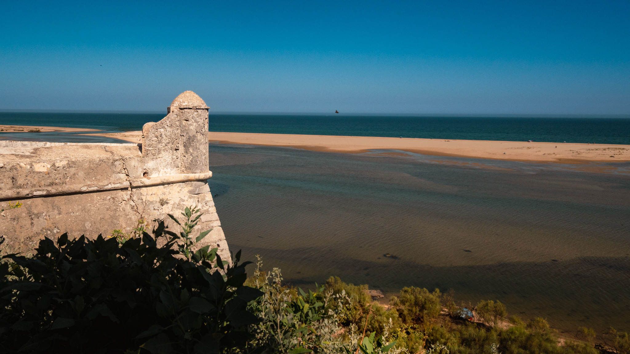 Cacela Velha above its bay at low tide